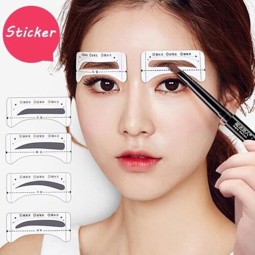 DIY 8/16 Pairs Grooming Shaping Eyebrow Template Stickers Make Up Eyebrow Stencils Drawing Card for Eyes Makeup Tools