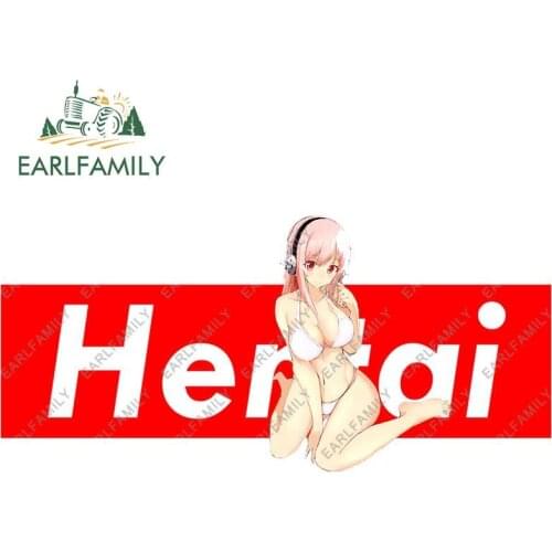 EARLFAMILY 13cm x 6.1cm for Hentai Super Sonico Anime Car Stickers Campervan Car Accessoires Decal Vinyl Motorcycle Sticker