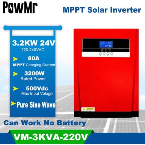 PowMr 3200W Hybrid Solar Inverter Pure Sine Wave MPPT 80A Solar Panel Charger And AC Charger All In One For Max 4000W 500V