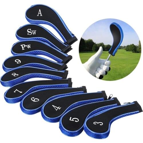 Golf Iron Head Cover Club Heads Protector Wedge Headcovers Long Neck with Zip for Callaway, Ping
