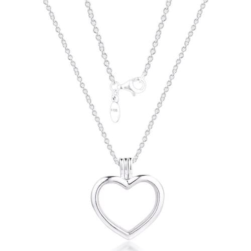 GPY Necklace Floating Heart Locket Necklaces Sterling Silver 925 Jewelry Women Collare Mujer Naszyjnik Colar Joyas de Plata