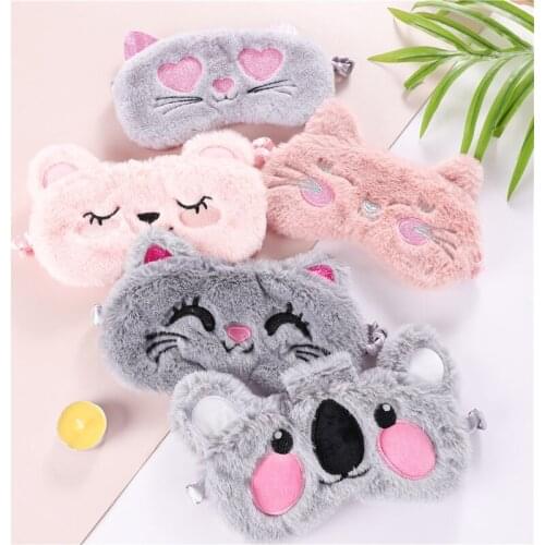 Kawaii Soft Toy Koalas Pandas Eye Mask Sleeping Mask Plush Eye Shade Cover 3D Cartoon Eyeshade Relax Mask For Travel Toy