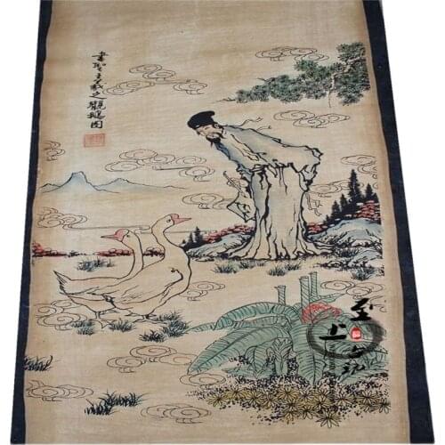 Chinese landscape painting murals of antique calligraphy and painting calligraphy Feng Shui four screen