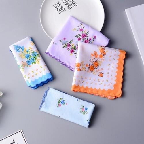 Cute Ladies Cotton Handkerchief Craft Vintage Hanky Floral Wedding Party Handkerchief 30*30cm LX6851