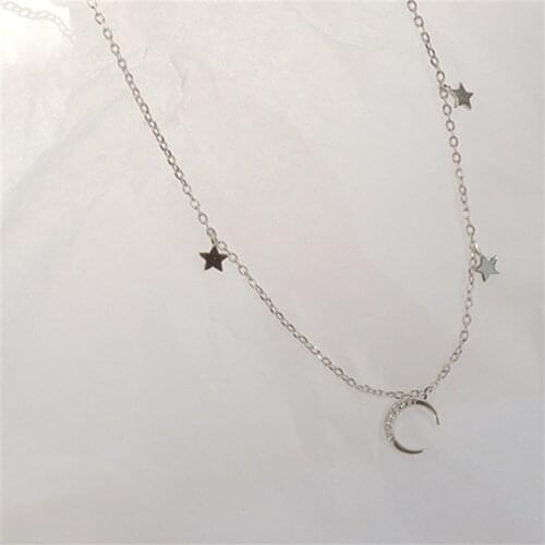 Miuoxion Retro Moon Star Zircon Necklace Simple Personality Party Punk Jewelry Fashion For Women Feature Nmour Charm Gift