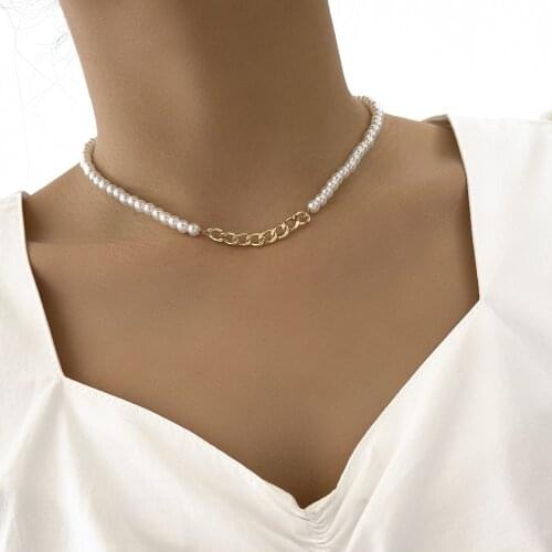 QiLuxy Fashion Simplicity Pearl Chain Choker Necklaces for Women Temperament Wedding Necklaces Jewelry Gifts