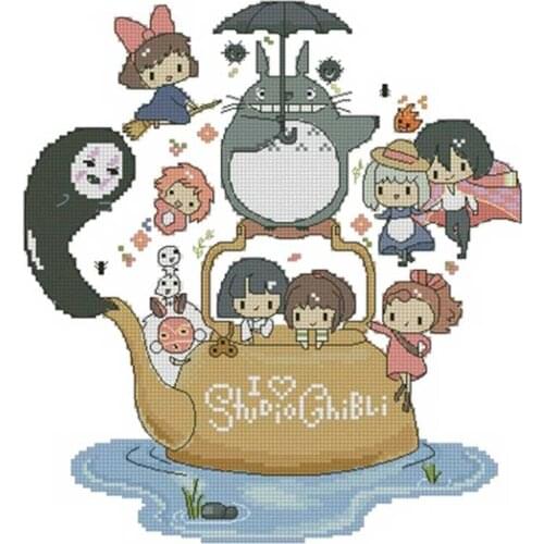 My Neighbor Totoro series friends counted 11CT 14CT 18CT DIY Cross Stitch Sets wholesale Cross-stitch Kits Embroidery Needlework