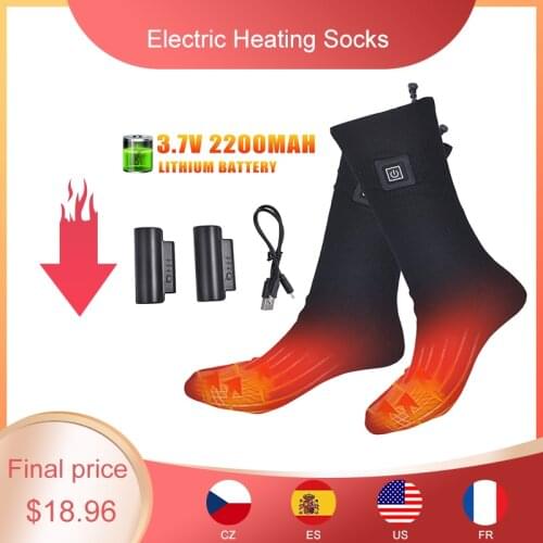 3.7V 2200mAh Button Electric Heating Socks Rechargeable Battery Powered Winter Warm Outdoor Skiing Cycling Socks Thermal Socks