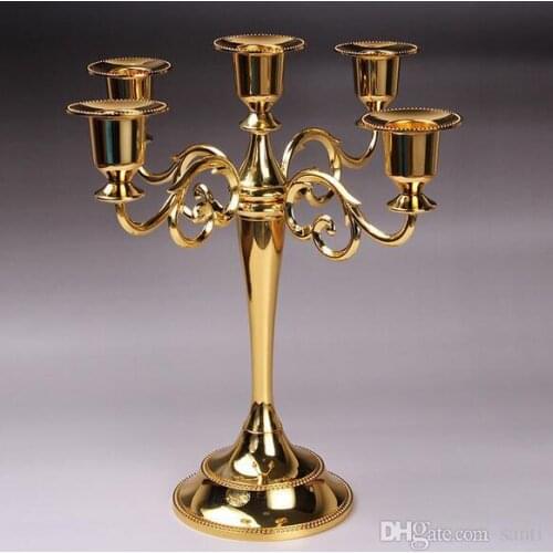 New Metal Candle Holders 5-arms/3-arms Candle Stand Wedding Decoration Candelabra Centerpiece Candlestick Silver/Gold