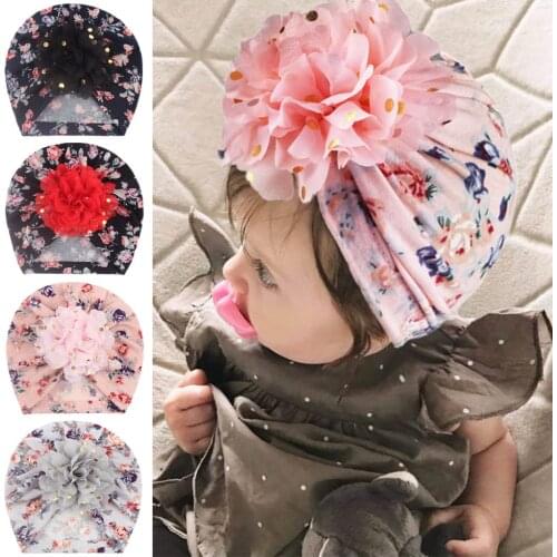 4PCS 2PCS Fall Lovely Flower Baby Hat Soft Girl Hats Turban Spring Infant Toddler Newborn Baby Cap Bonnet Headwraps Kids Beanies