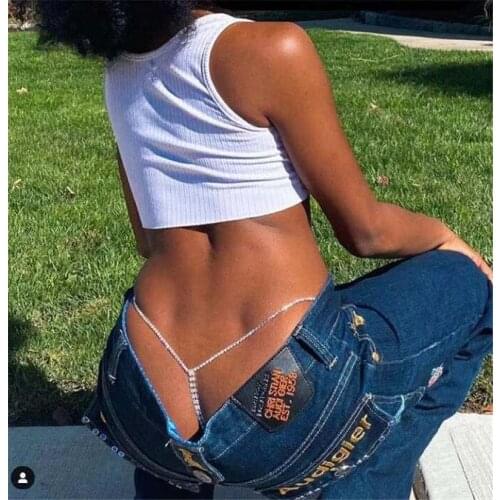 2021 sexy Rhinestone accessories womens T-shaped trouser waist chain gold fashion geometric shiny crystal body jewelry accessor