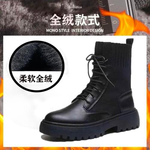 Hot Autumn Boots Women Shoes Woman Boots Fashion Round PU Ankle Boots 2020 New Winter Elastic Black Boots Comfortable Boots