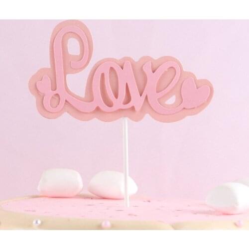 Hand Writing Love Heart Wedding Cake Toppers Valentines Day Cupcake Topper for Wedding Valentines Day Party Cake Decoration