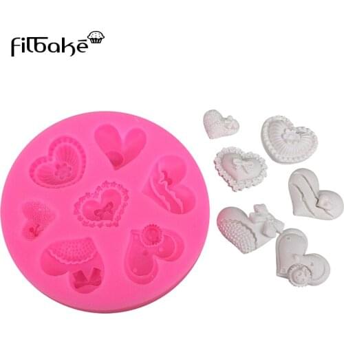 FILBAKE Silicone Fondant Mold Love Bow Cake Decorating Tools Chocolate Mould Kitchen baking Tools Accessories Moldes de Silicona