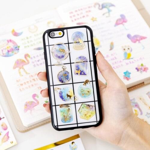 Fashion Crystal Epoxy Starry Sky Sakura Unicorn Whale Decorative Stickers Dairy Album Decor Phone Bottle DIY Stick Label