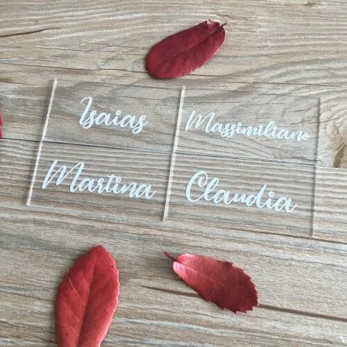 Wedding Decoration Place Name Card 10pcs Custom Acrylic Card Clear Table Name Put on Plate Differant Guest Names