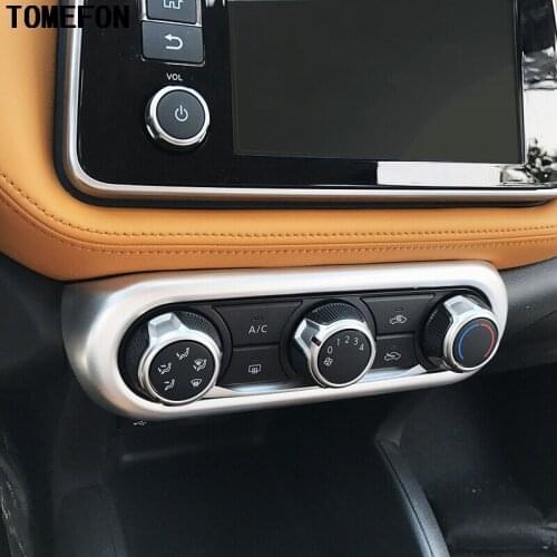TOMEFON For Nissan Kicks 2017 ABS Chrome Carbon Fiber Paint Air Conditioner Switch Cover Trim Auto Styling Car Accessories