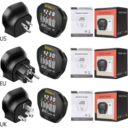 AC09 Digital Socket Outlet Tester Voltage Test Socket Detector Electric Circuit Breaker Finder Ground Line Phase Check