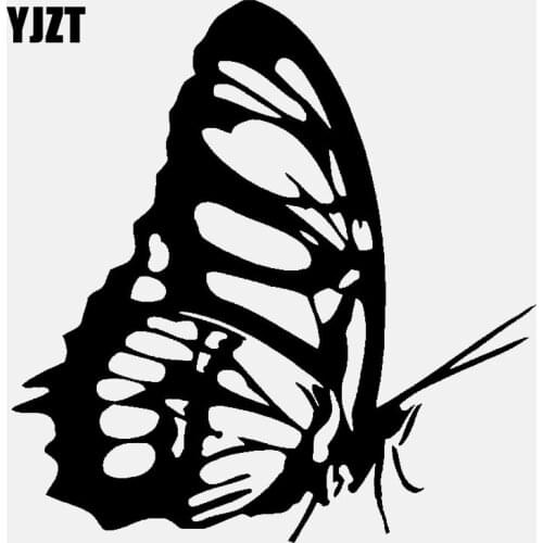 YJZT 13.5CM*14CM Beautiful Butterfly Decal Vinyl Car Sticker For Art Black/Silver C24-0359