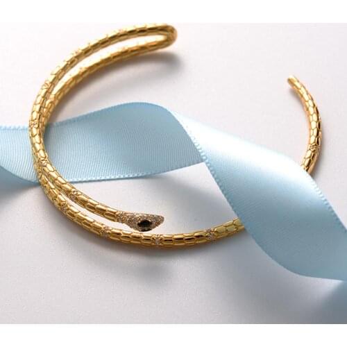 925 Silver Fine Jewelry 3A CZ Cubic Zirconia Sexy Snake Punk Cuff Bangle Open Bracelet for Women Party Gifts 10pcs Lot Wholesale