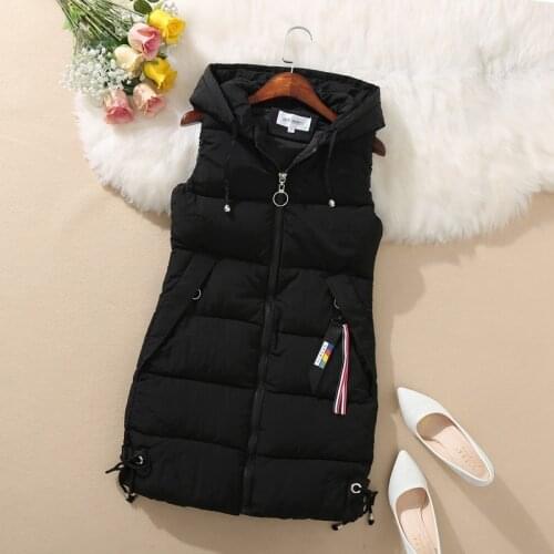 Plus size Women Vest Winter Jacket fashion Pocket Hooded Coat Warm Casual Cotton Padded Vest female Slim Sleeveless Waistcoat