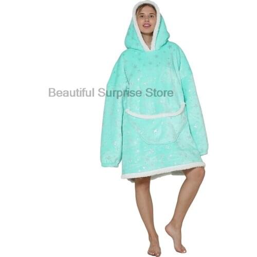 Winter Hot Sale Wearable Blanket Hoodie Family Matching Sofa Super Warm Blanket with Sleeves Oversize Lazy Family Same Look