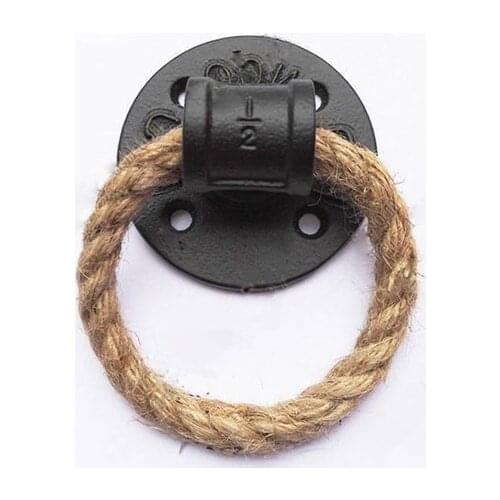 1.26'' Vintage Drop Ring Drawer Knobs Hemp Rope Black Bronze Wardrobe Cupboard Pull Cabinet Knobs Handle Furniture Hardware