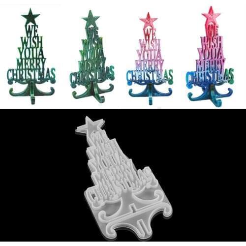 1Pcs Christmas Tree UV Epoxy Resin Molds Letter Casting Silicone Mould For DIY Jewelry Making Findings Decorative Accessories