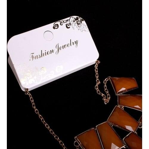 100pcs/lot Kraft Fashion Jewelry Necklace & Pendant Card 11.5x8.9cm Paper Craft Card Gold Foil Ptint Hang Tag Jewelry Displays