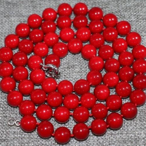 12mm high quality red artificial coral round beads necklace for women long chain women gifts wholesale jewelry 36inch B2920