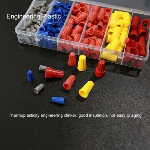 158Pcs/box Plastic Twist Nut Cover Set Electrical Wire Connectors Quick Insulated Screw Terminal Cap Spring Insert Assortments