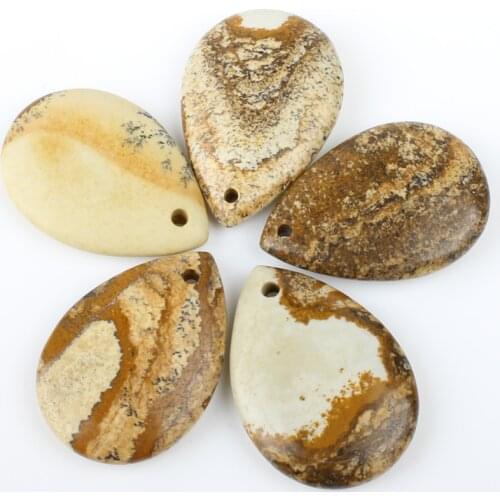 2pcs / Bag Natural Stone 25 * 36 * 8mm Drop-shaped Color Pendant Star Jewelry Making DIY Necklace Earring Jewelry Accessories