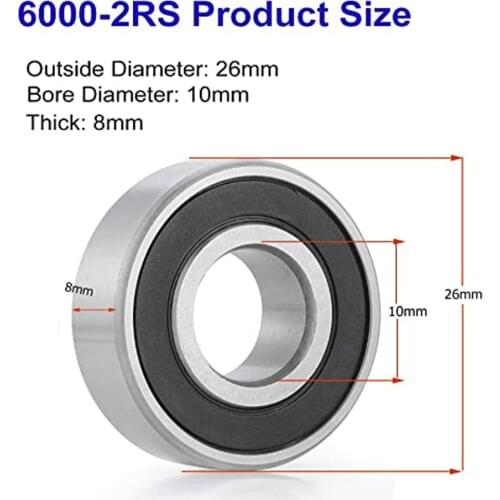 2Pcs Bicycle Deep Groove Ball Bearing 6000-2RS 10*26*8mm Mountain Road Bike Hub Front Rear Hubs Wheel Sealed Bearing