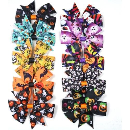 30PCS/Lot Halloween Mixed Patterns Pet Dog Hair Clips Dog Hair Accessories Dog Grooming Hair Bows Pet Supplies