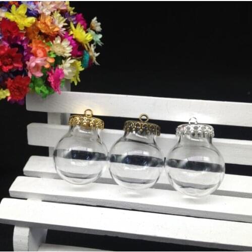 300sets/lot 20*12mm clear globe glass round ball orb with crown jewelry findings glass bubble DIY glass vial pendant necklace