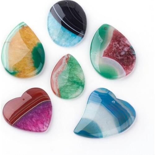 5pcs/lot Mixed Shape Dyed Natural Brazilian Crystal Pendants for necklace jewelry DIY making 44~57x29~45x6~8mm, Hole: 2mm