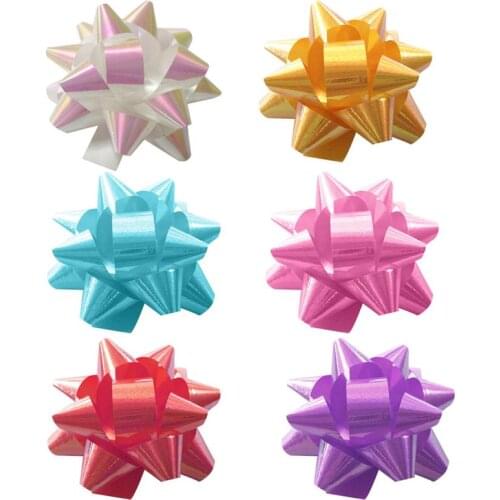 70pcs 2-Inch Boxed PVC Star Lace Ribbon Christmas Gift Wrapping Gift Box Decoration Star Flower Ribbon (Mixed Color)