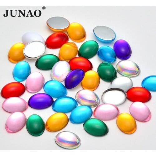 JUANO 10*14mm 13*18mm Mix Color Crystals Oval Rhinestones Flatback Acrylic Stones Non Sewing Scrapbook Beads for Jewelry Making