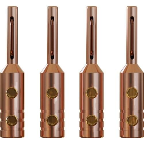 4pcs Monoaudio B80 Hifi Pure Copper Speaker Cable Banana Plug Hi-end Grade Adapter Connector Loudspeaker Cord Jack