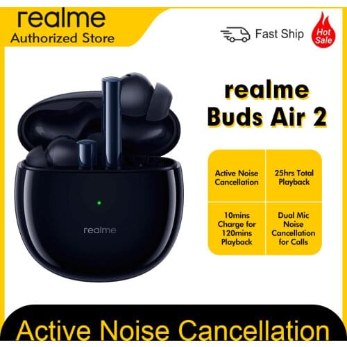 Realme buds air 2 ANC Wireless Bluetooth Earphone 25hrs Total Playback 88ms Super Low Latency 10mm Hi-Fi Bass Boost REAL STOCK