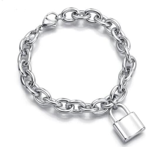 Stainless Steel PadLock Pendant Lock Charm Bracelet for Women Men Chains Link Friendship Gifts Bracelets Dropshipping
