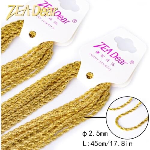 ZEADear Jewelry 10pcs 45cm Gold Stainless Steel Necklace Link Chain In Bulk for Women Man Classic Trendy For Daily Wear Gift