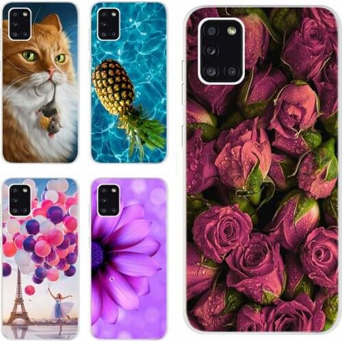 For Samsung Galaxy A31 Case SM-A315F Soft Silicone Shell Beautiful Rose Phone Cases For Samsung A31 A 31 A315F Back Cover 6.4