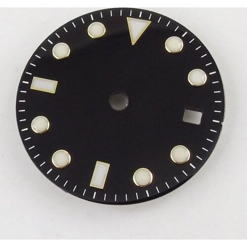31.3mm Black Watch Dial luminous marks fit 2836 MingZhu 2813 4813 Movement dial+hands