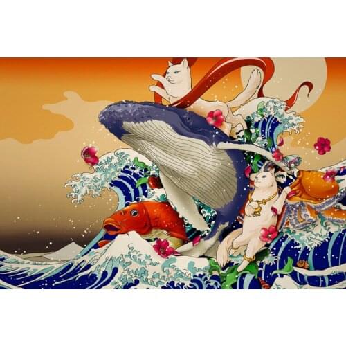 Cat playing sea The wooden puzzle 1000 pieces ersion jigsaw puzzle white card adult childrens educational toys