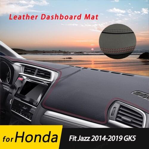 For Honda Fit Jazz 2014-2019 GK5 Leather Anti-Slip Mat Dashboard Cover Pad Sunshade Dashmat Protect Carpet Accessories