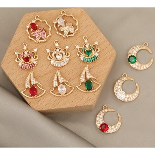 HAOSAW 2Pcs Jewelry Accessories/Pendants For Necklace/CZ Charms/DIY Making/Hand Made/Earring Part/Jewelry Findings & Components