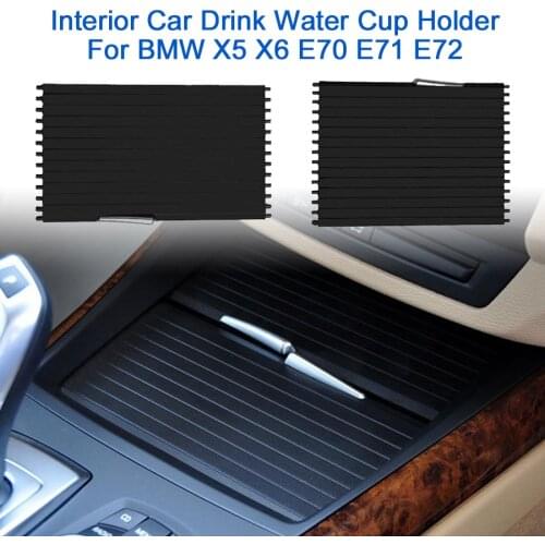Interior Car Drink Water Cup Holder Cover Trim Zipper Rolling Curtain For BMW X5 X6 E70 E71 E72 Water Cup Holder Panel Cover