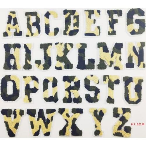 Camouflage Chenille Letters Patches Towel Embroidery Letter Sewing Sticker I Love You Name Brand Clothing Bag DIY Accessories