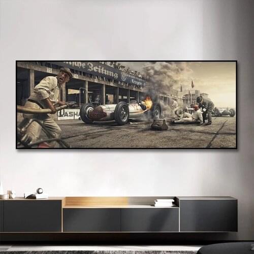 Canvas Painting F1 Racing Car On Fire Posters and Prints Nordic Wall Art Picture For Living Room Home Decor Decoration Frameless